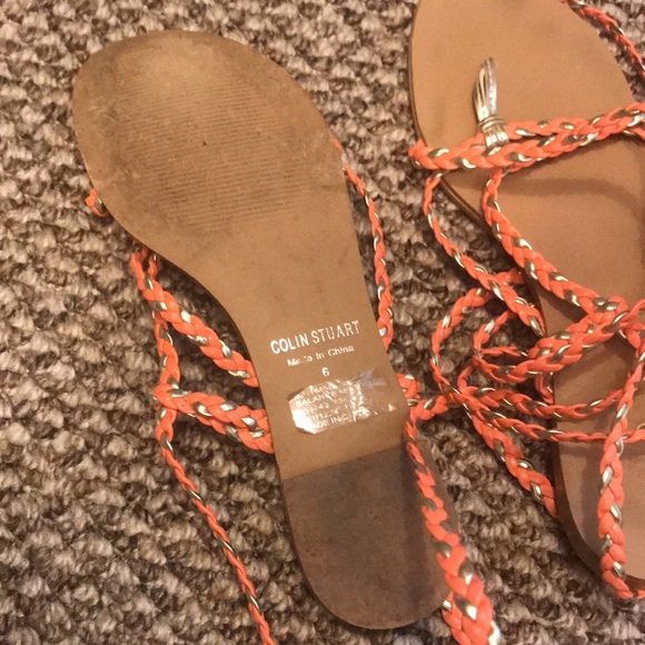 Orange and metallic gladiator wrap sandals - Picture 2 of 3